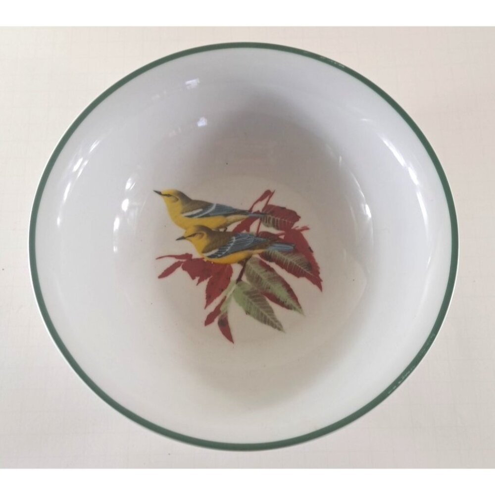 National Wildlife Federation Serving Bowl Finches Birds Botanical 8.75"